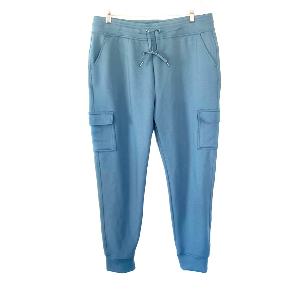 32 Degrees Heat Pants Blue Fleece Cargo Jogger Blue Green Scuba L - Picture 2 of 11